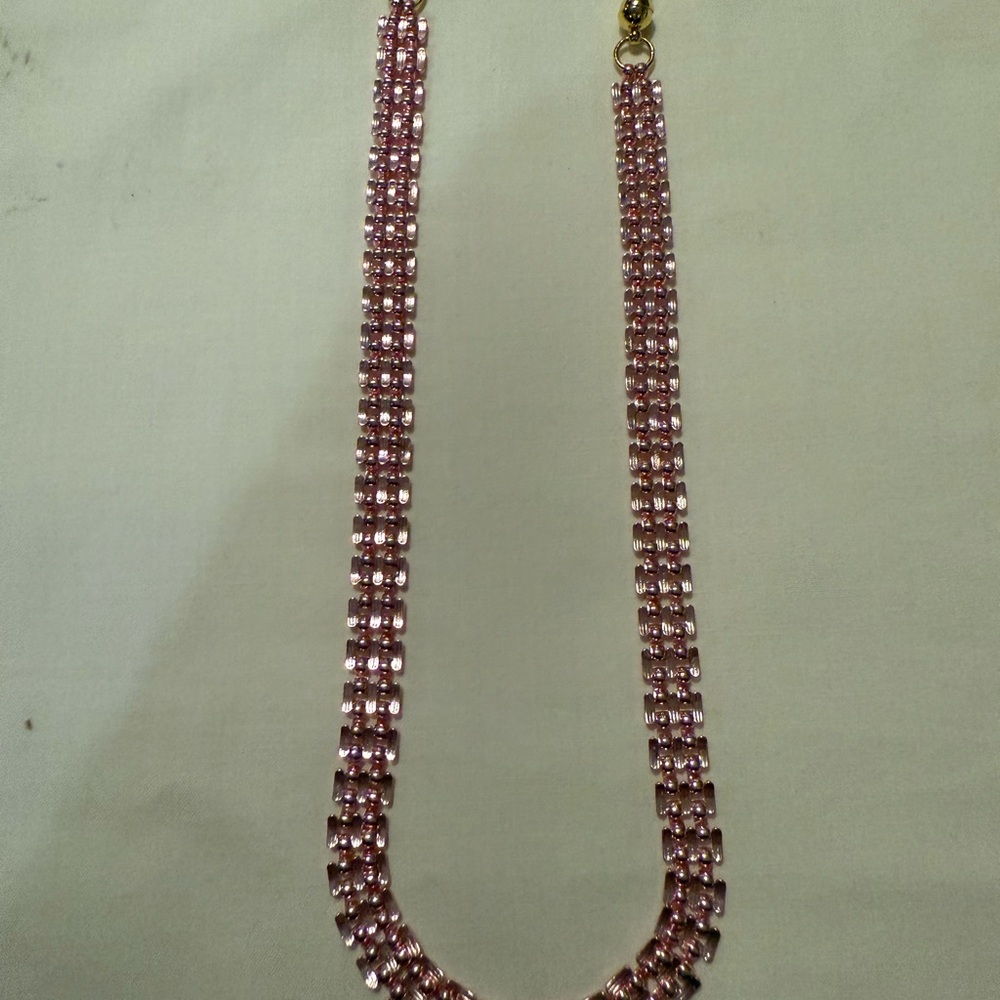 Elegant Pink Multi-Strand Necklace with Glossy Finish
